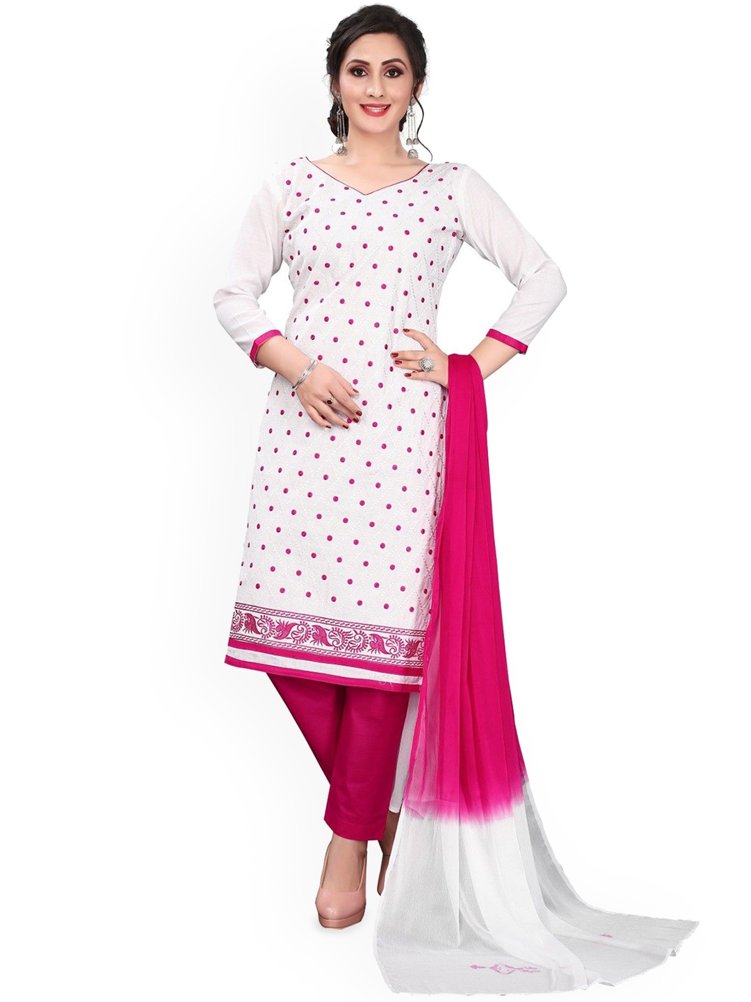 

Suha Unstitched Dress Material, White