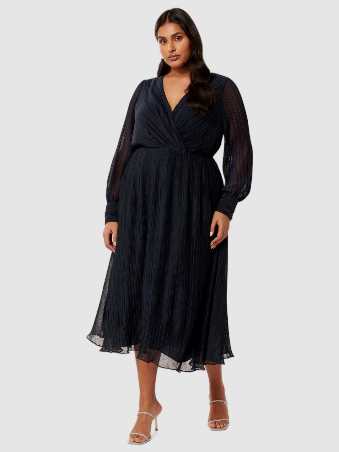

Forever New V-Neck Wrap Midi Dress, Navy blue