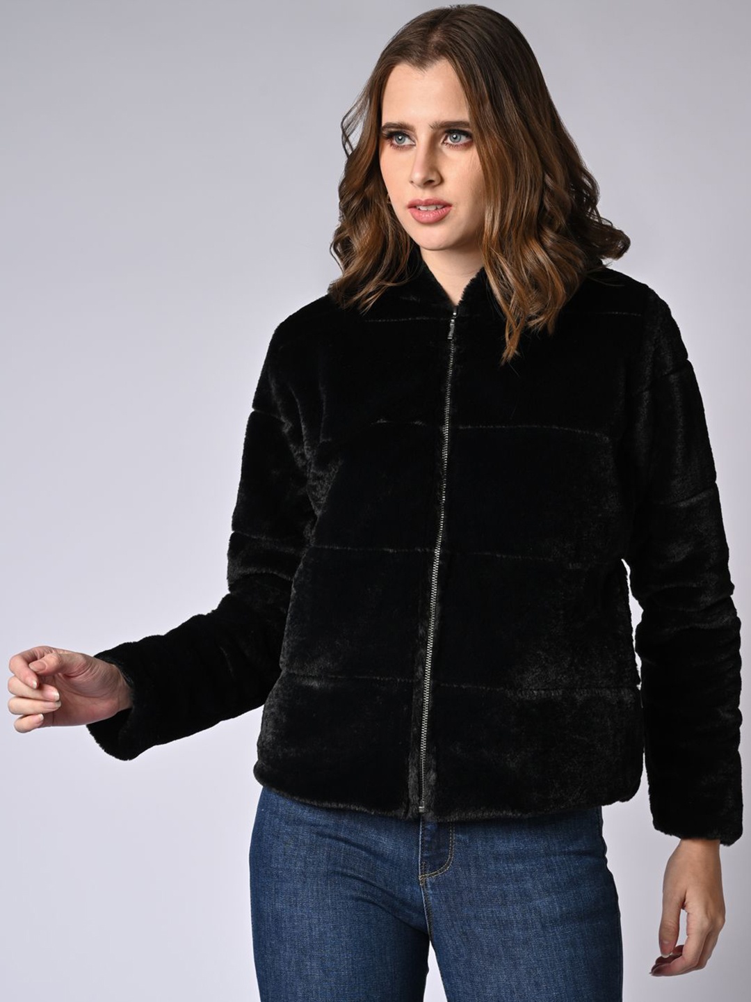 

Kraus Jeans Women Floral Polyester Puffer Jacket, Black