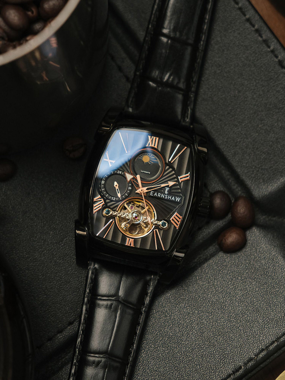 

EARNSHAW Men Analogue Multi Function Automatic Motion Powered Watch ES-8296-06, Black