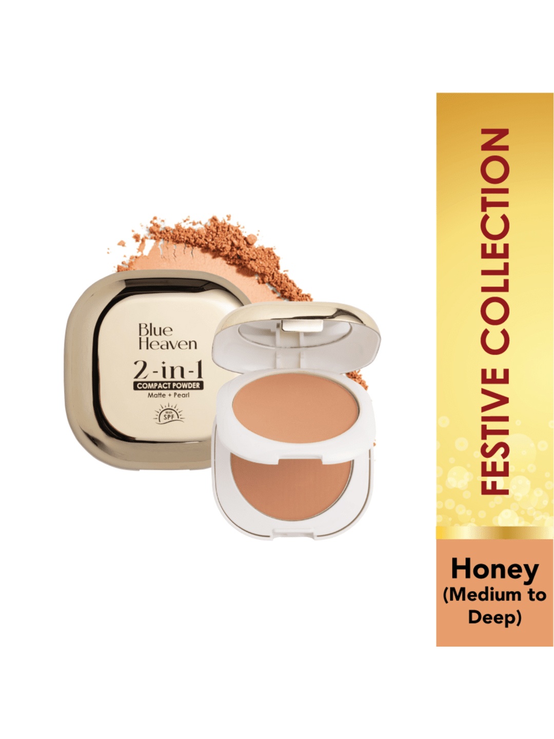 

Blue Heaven 2-in-1 Festive Compact Powder Infused with Vitamin E 18 g - Honey, Beige