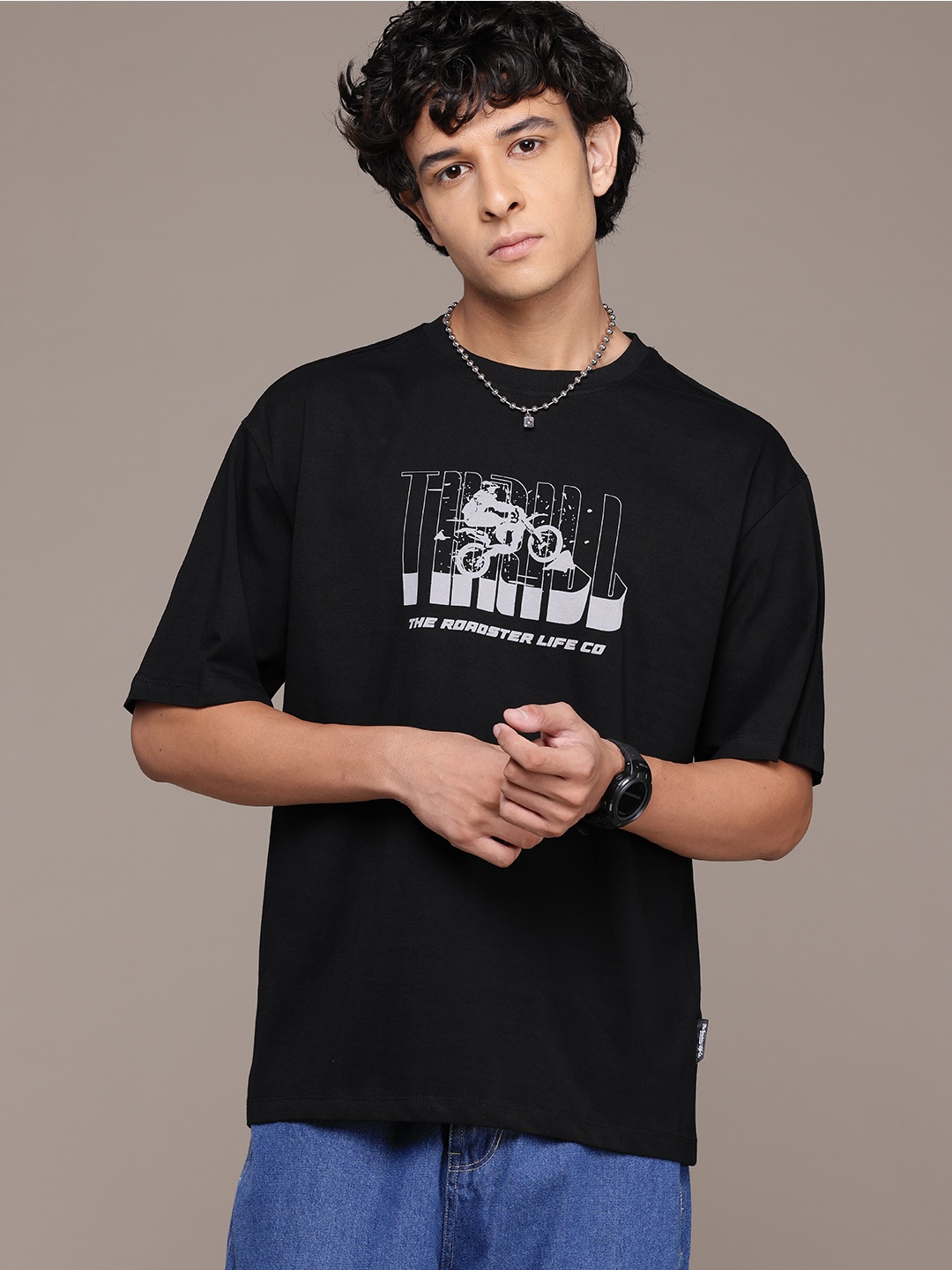 

The Roadster Lifestyle Co. Grpahic Printed T-shirt, Black