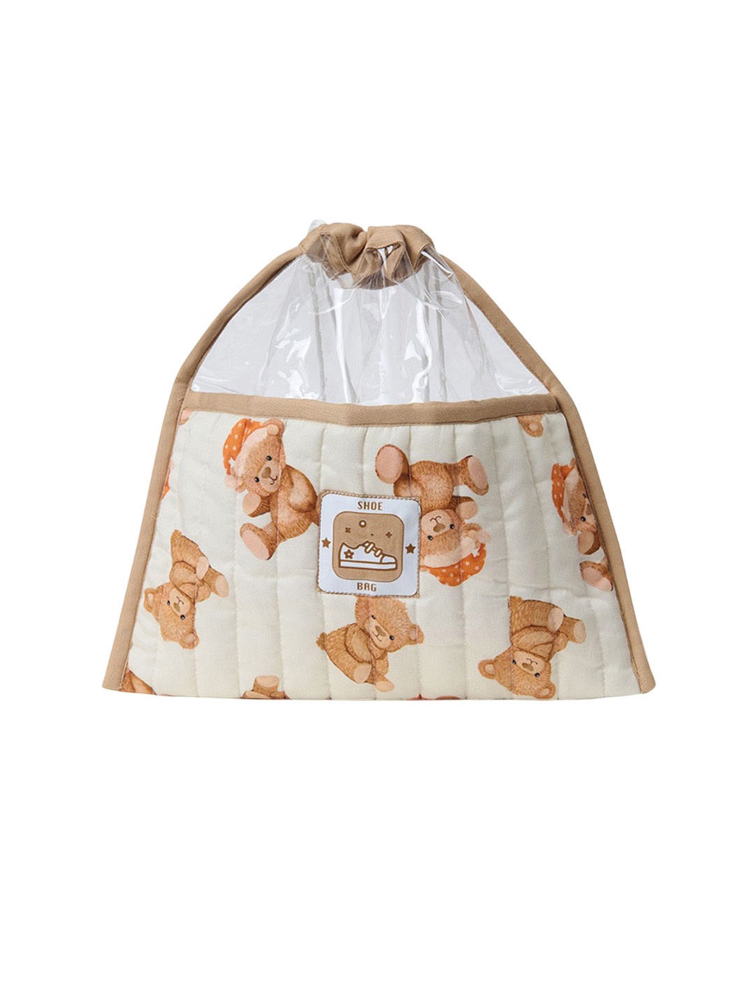 

Fancy Fluff Kids Cuddle Bear Printed Organic Shoe Bag, Beige