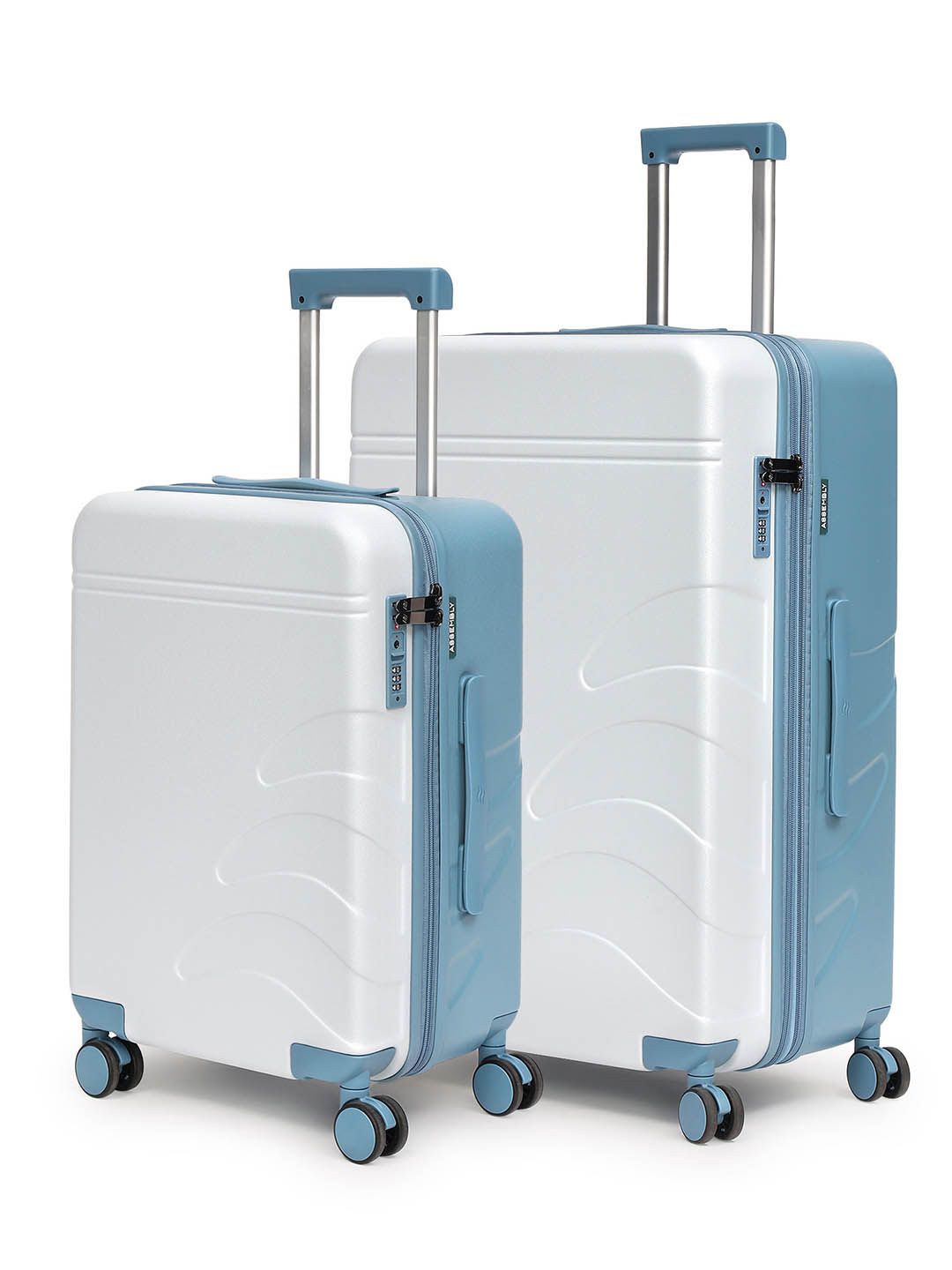 

Assembly Flowe Set Of 2Textured Hard-Sided Trolley Suitcase, Blue