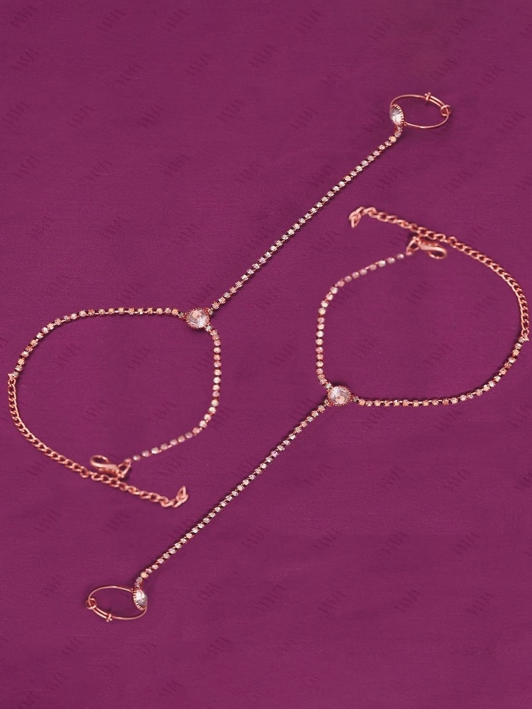 

VAMA Women Crystals Handcrafted Rose Gold-Plated Armlet Bracelet