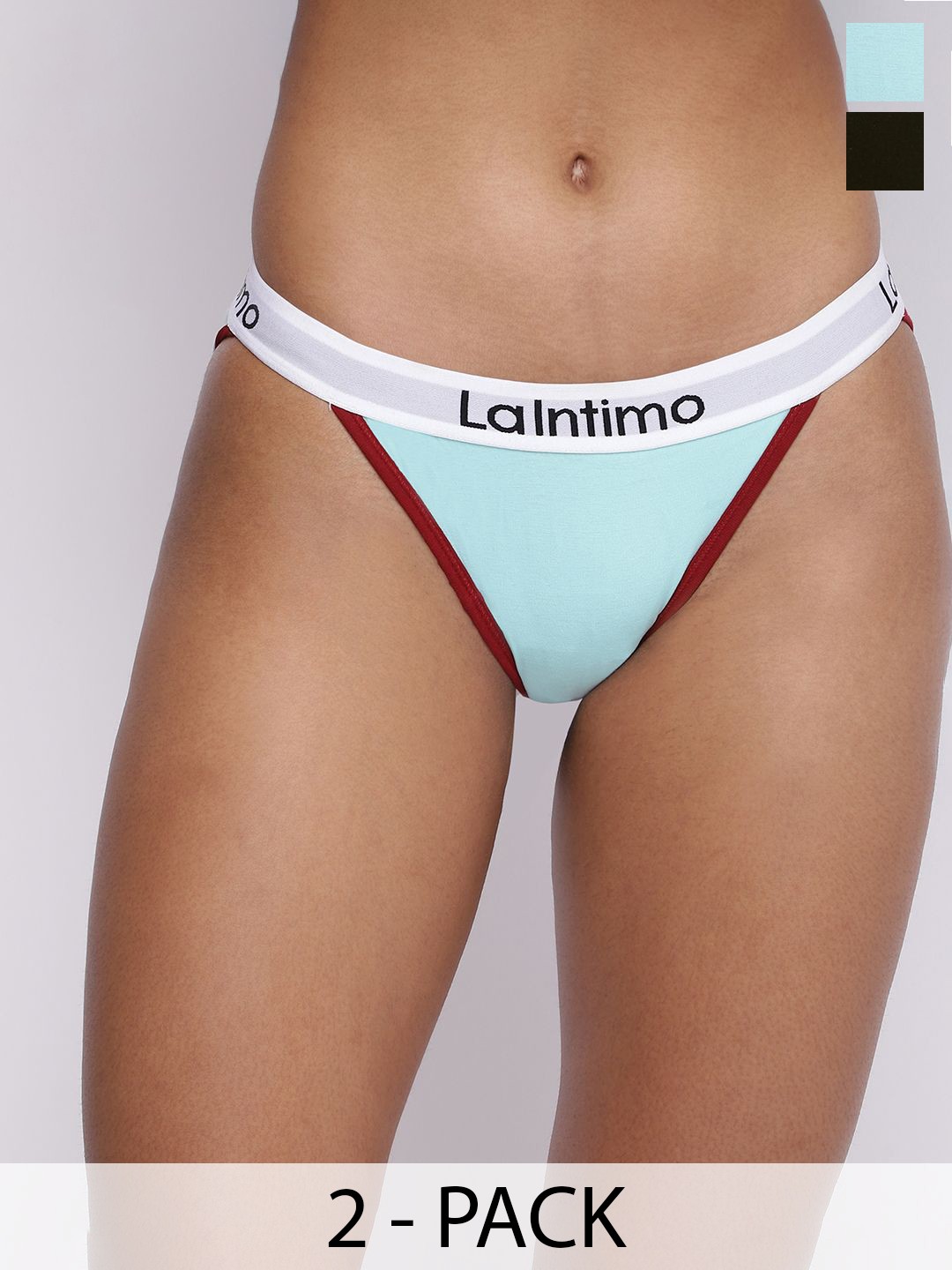 

La Intimo Women Pack Of 2 Low-Rise Bikini Briefs, Black