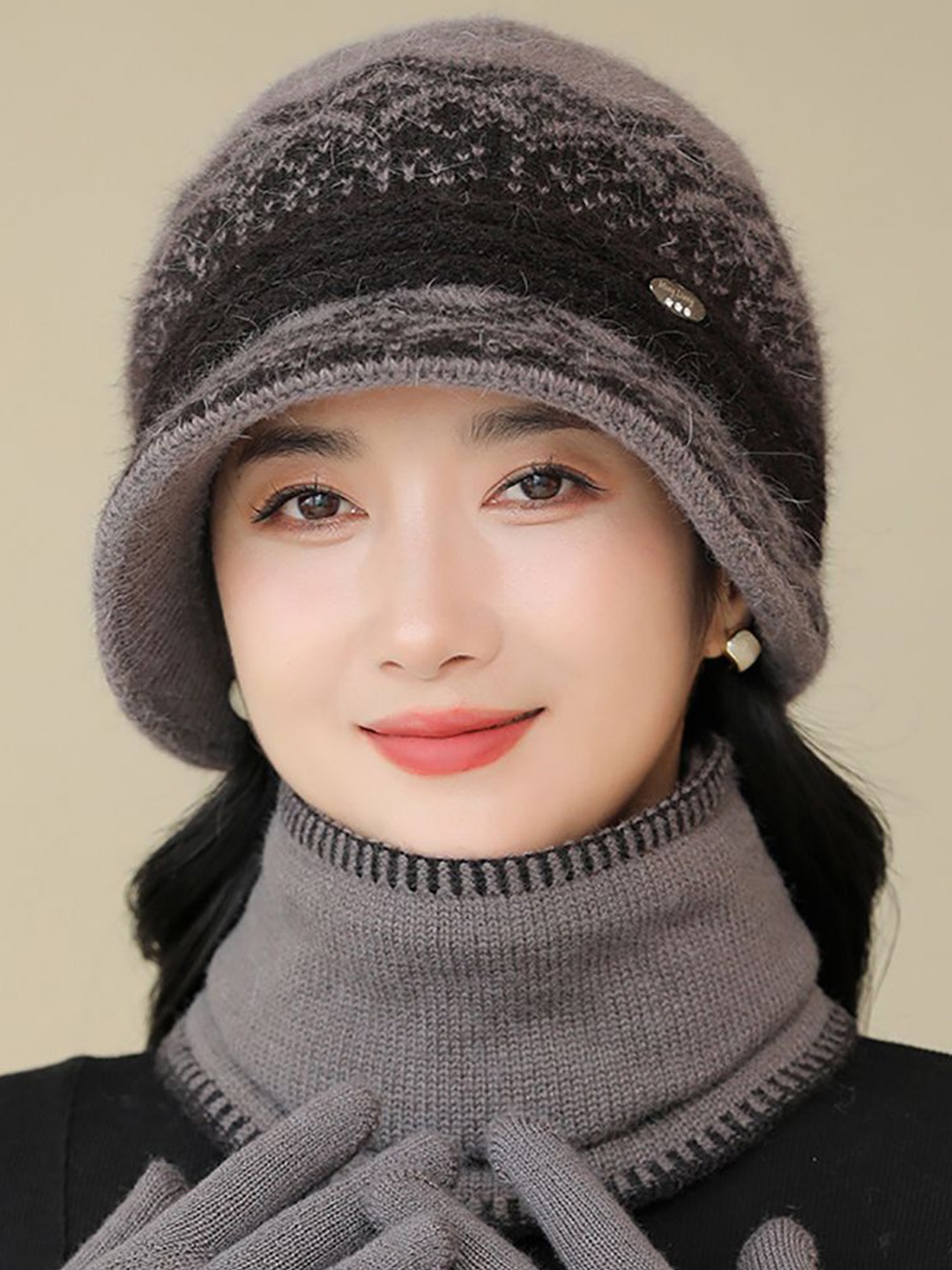 

StyleCast x Revolte Women Self Design Balaclava, Grey