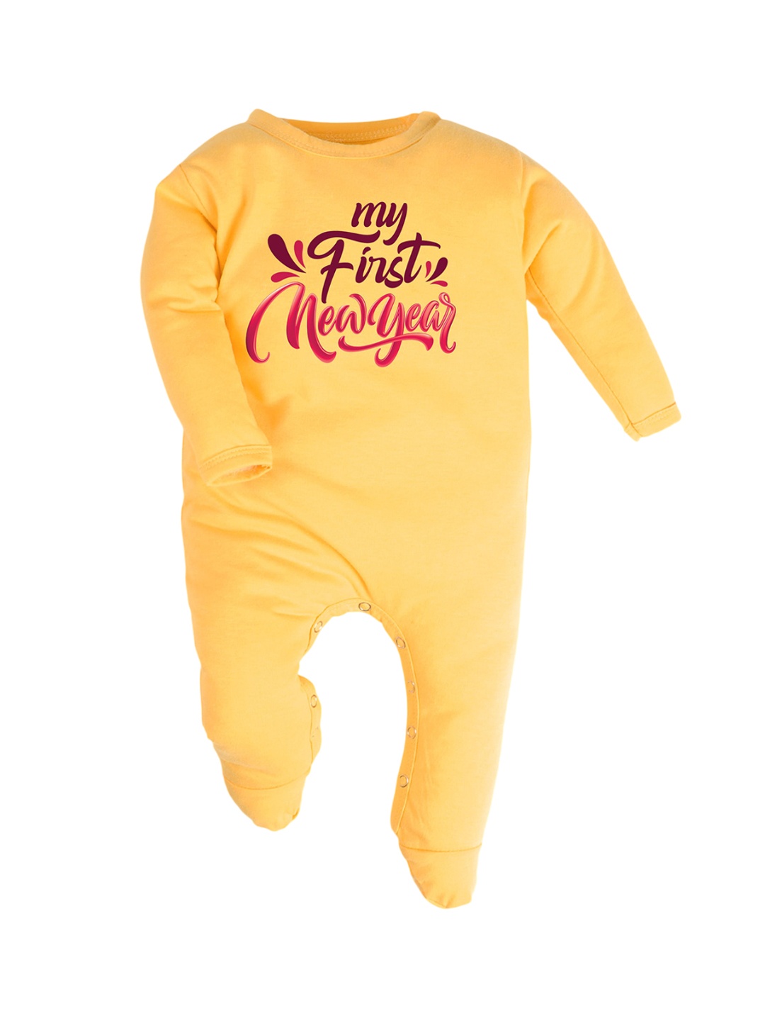 

FFLIRTYGO Infants Printed Pure Cotton Sleepsuit, Yellow