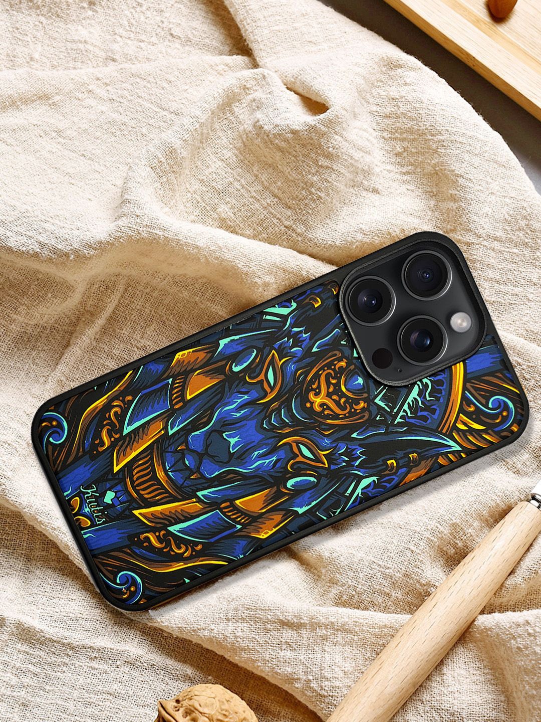 

TREEMODA Quirky Printed iPhone 15 Pro Max Back Case Mobile Accessories, Blue