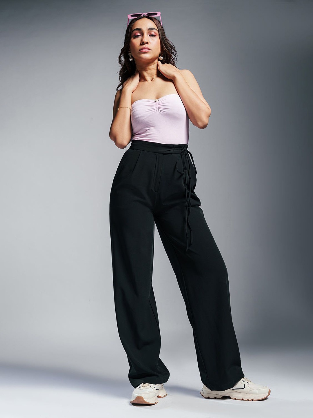 

FREAKINS Women Neo Noir Tie-up Korean Pants, Black