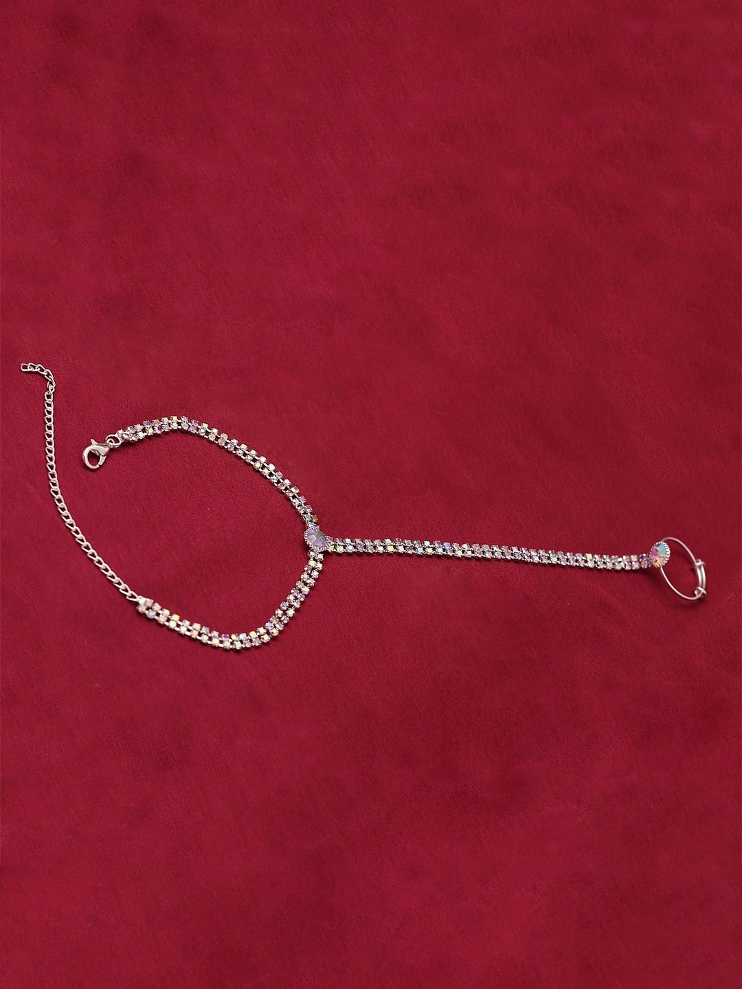 

VAMA Women Crystals Handcrafted Silver-Plated Armlet Bracelet