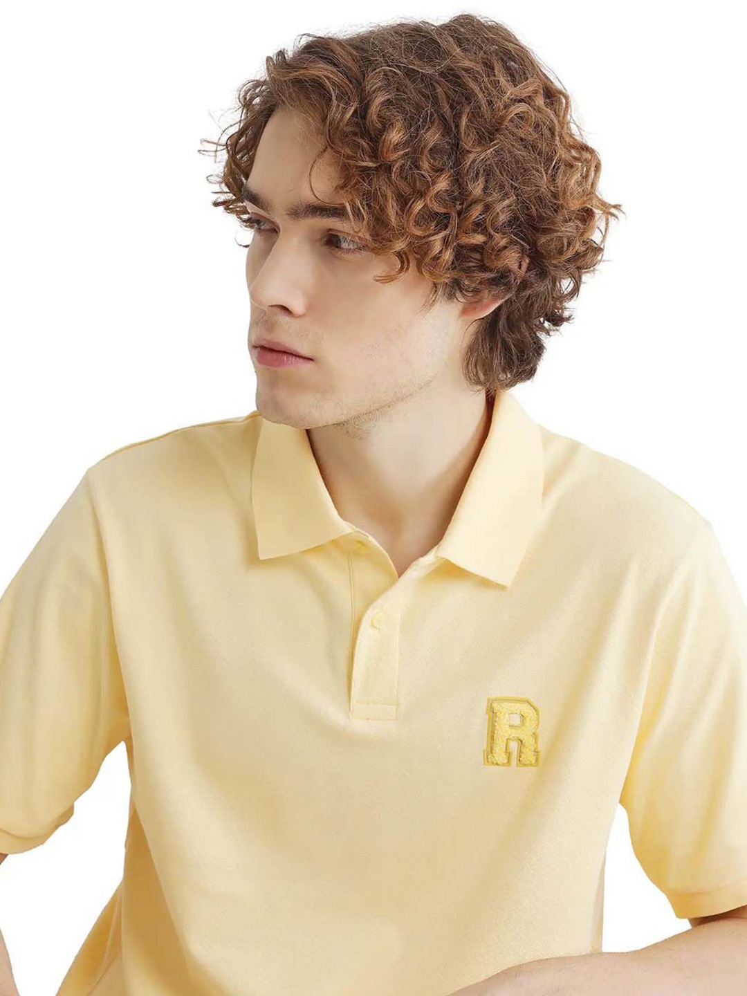 

RARE RABBIT Men Solid Polo Collar Cotton T-shirt, Yellow