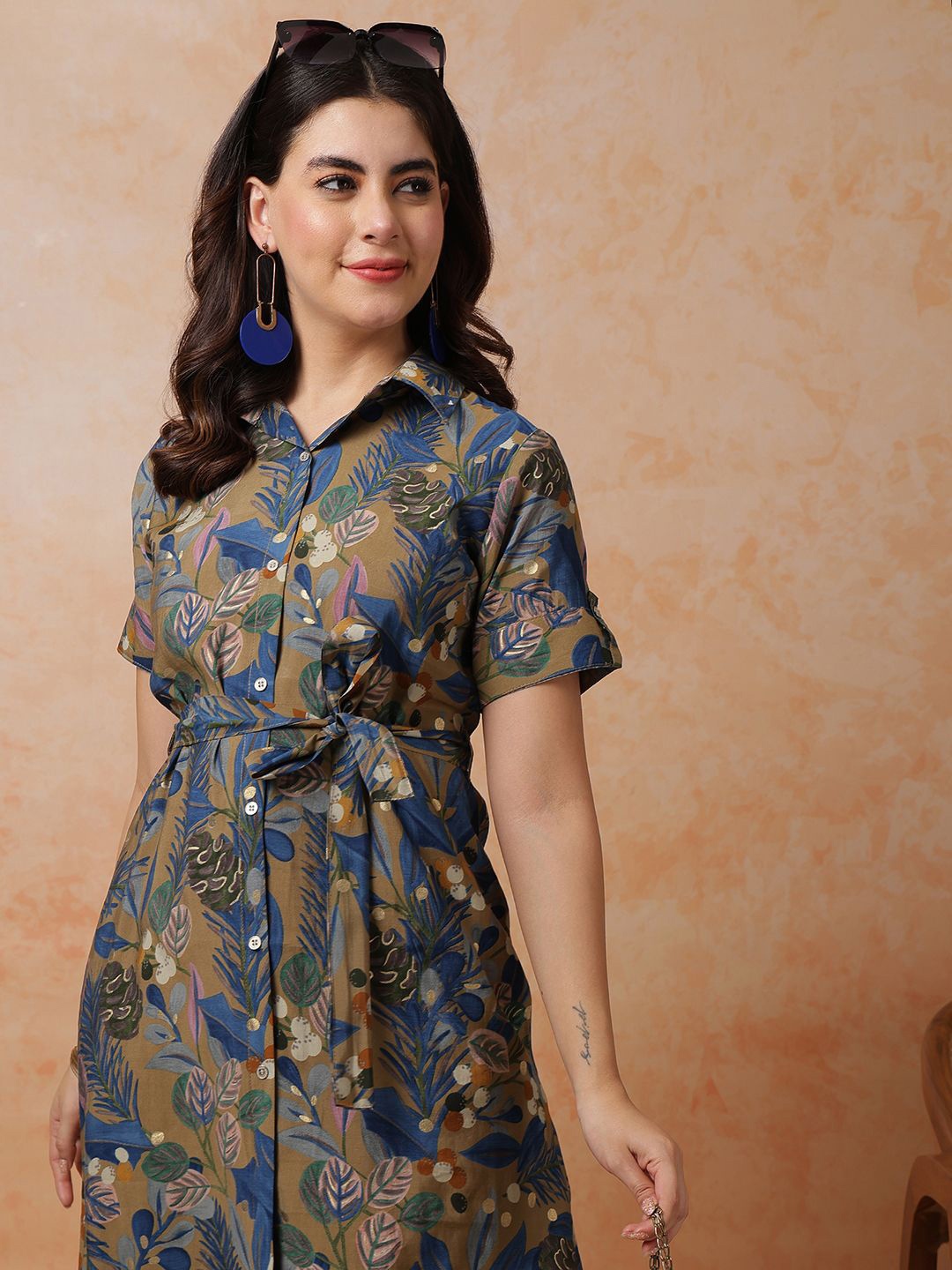 

Anouk Women Ethnic Motifs Print Shirt Dress, Blue
