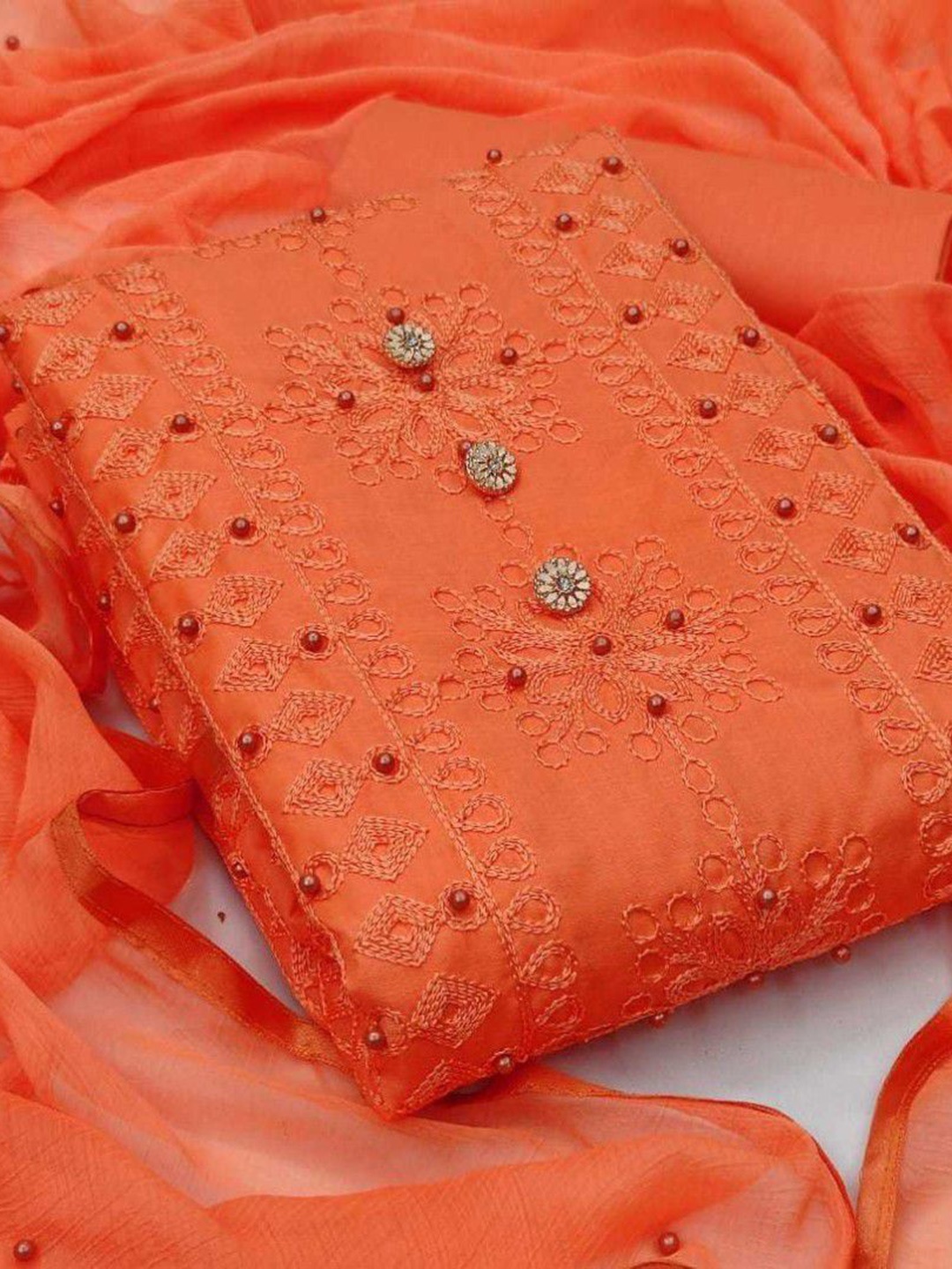 

Suha Unstitched Dress Material, Orange