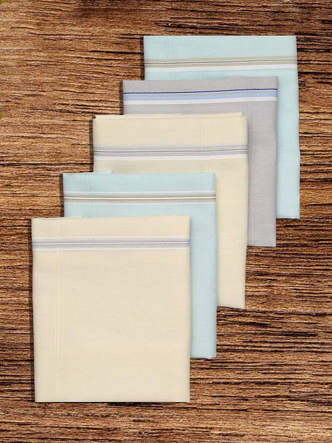 

Caruso ITALY Pack Of 5 Striped Pure Cotton Handkerchiefs, Blue