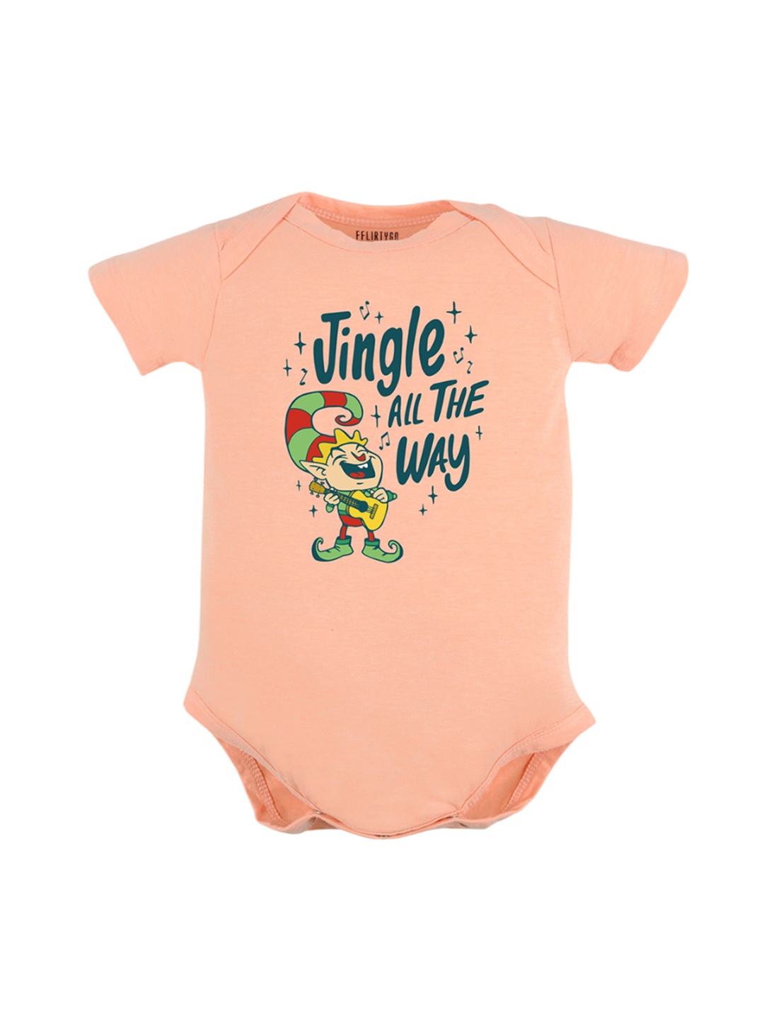 

FFLIRTYGO Infants Printed Pure Cotton Bodysuit, Peach