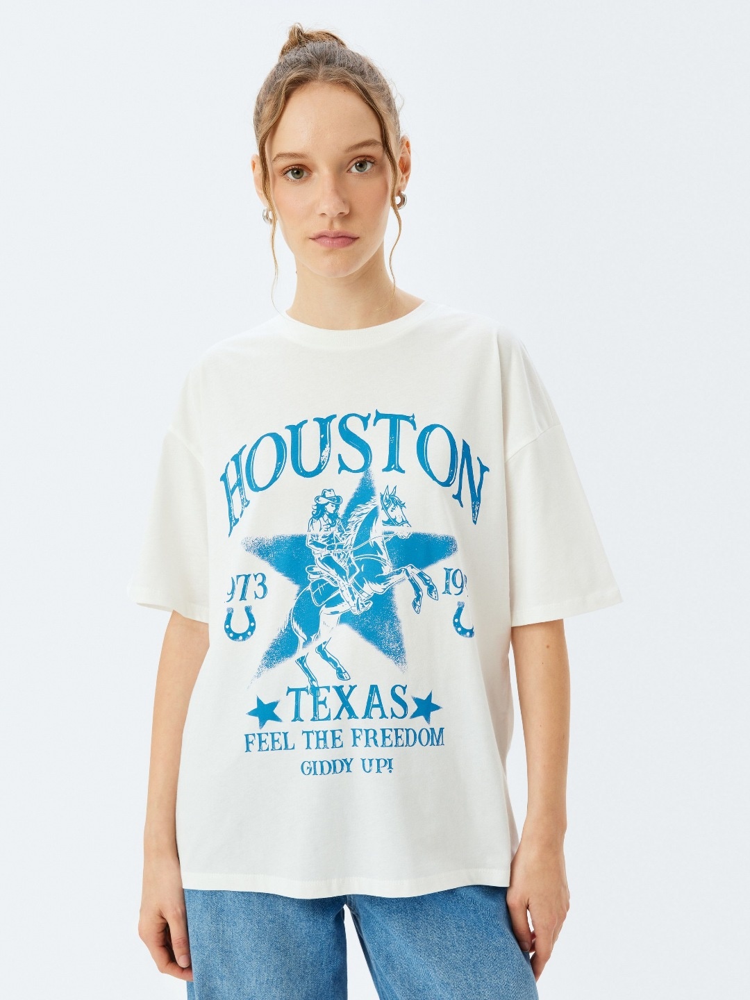 

Koton Women Graphic Printed Round Neck Cotton T-shirt, White