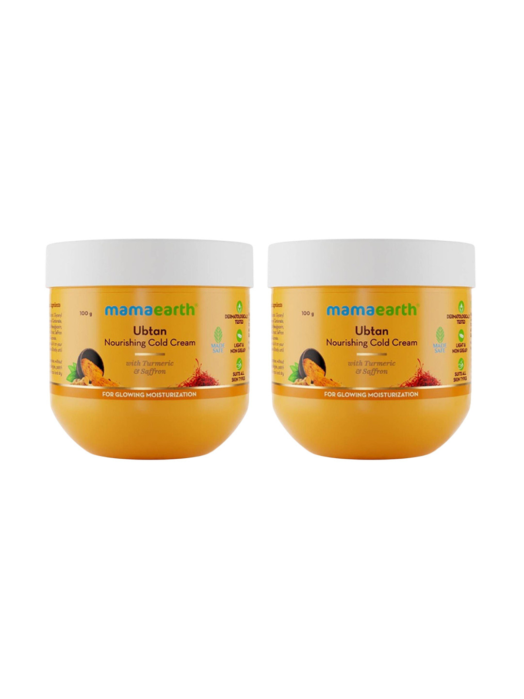 

Mamaearth Set Of 2 Ubtan Nourishing Cold Cream With Turmeric & Saffron - 100 g Each, White