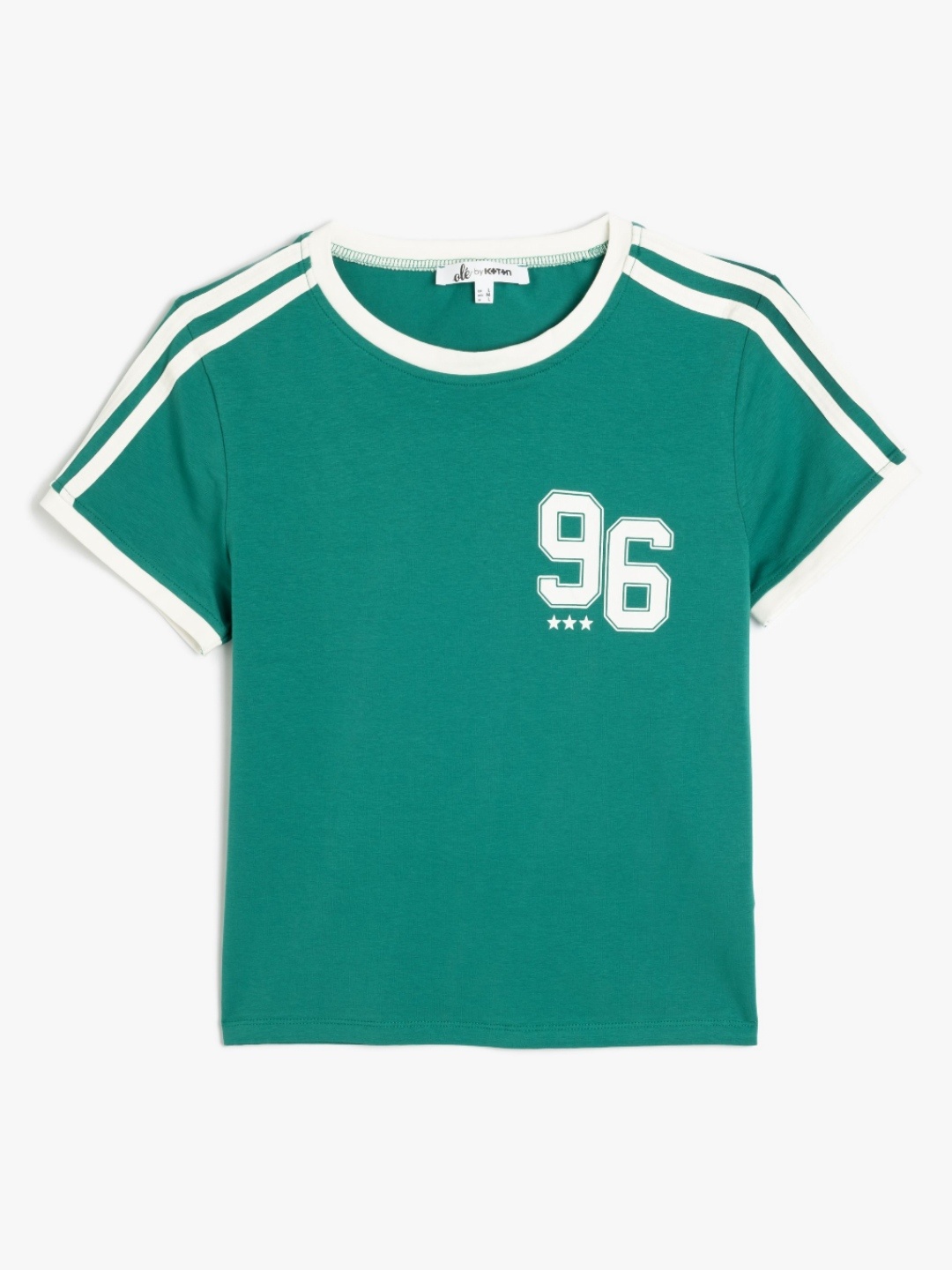 

Koton Women Typography Printed Round Neck Cotton Slim Fit T-shirt, Green