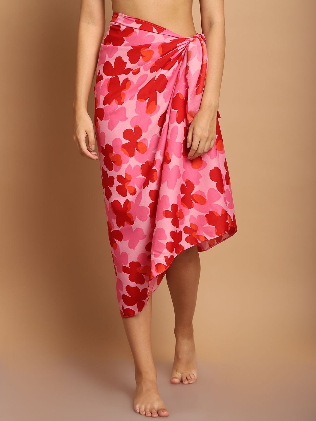 

Blissence Women Floral Printed Cover-Up Sarong, Red