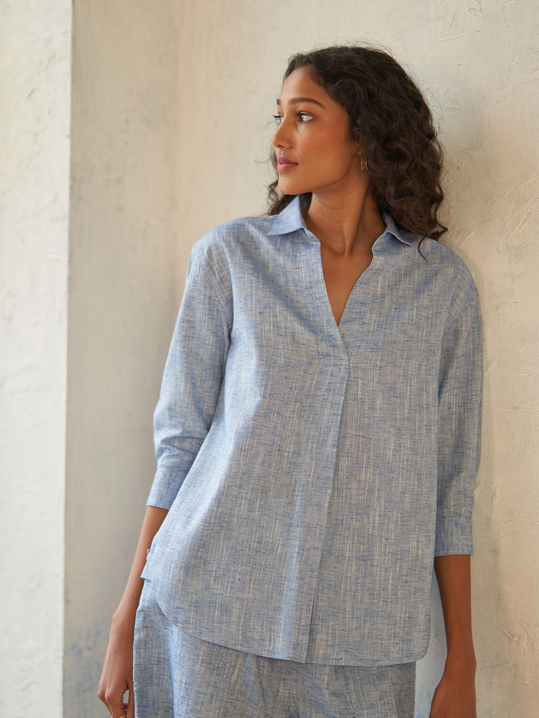 

Canoopi Women Cotton Shirt Style Top, Blue