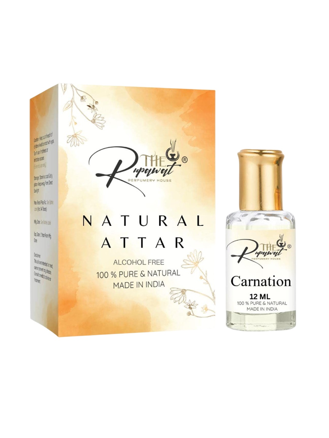 

THE RUPAWAT Perfumery House Carnation 100% Natural & Pure Alcohol Free Attar - 12 ml, Transparent