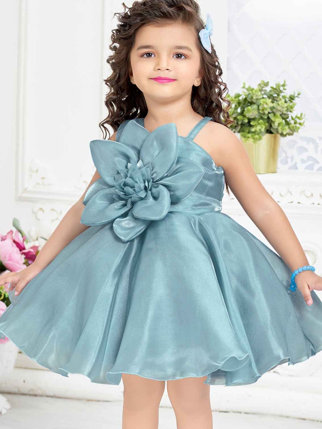 

Lagorii Girls Sleeveless Fit & Flare Dress, Blue