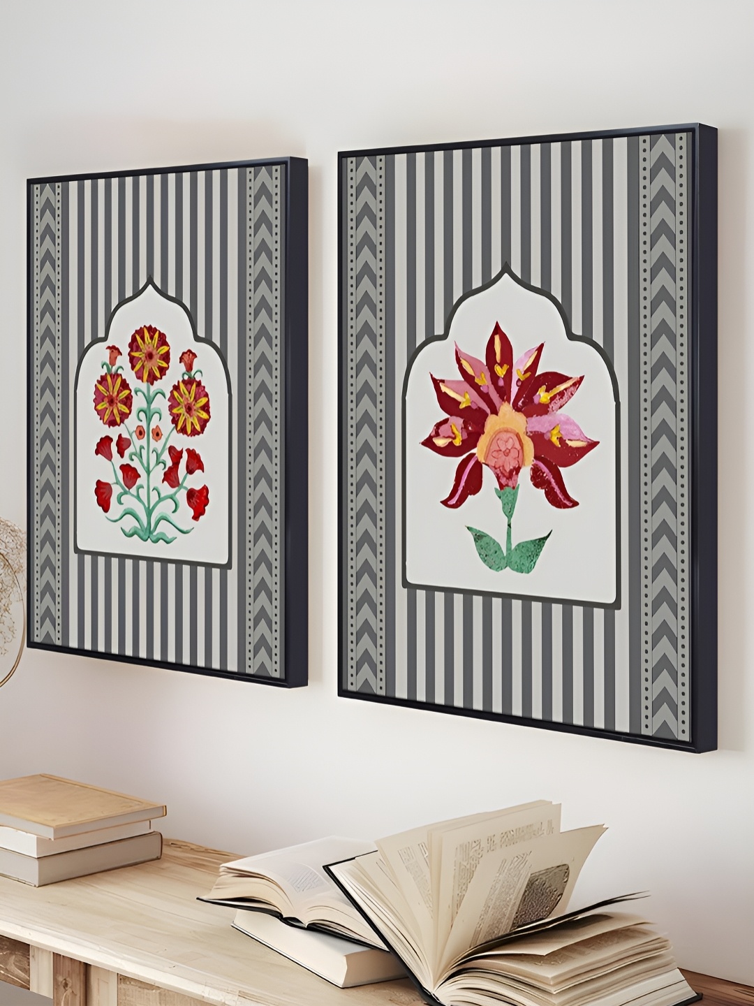 

Art Street Red & Grey 2 Piece Canvas Floral and Botanical Wall Paintings