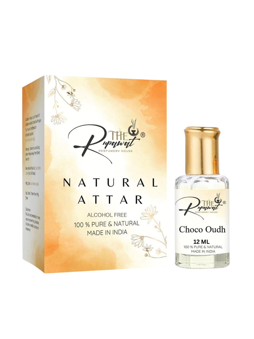 

THE RUPAWAT Perfumery House Choco Oudh Pure & Natural Alcohol-Free Attar -12 ml, Transparent