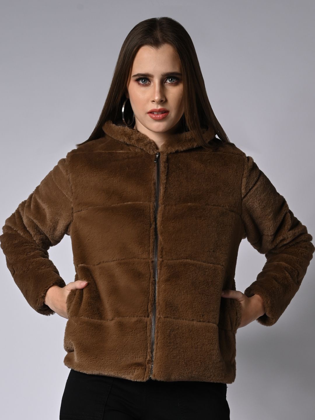 

Kraus Jeans Women Polyester Puffer Jacket, Brown