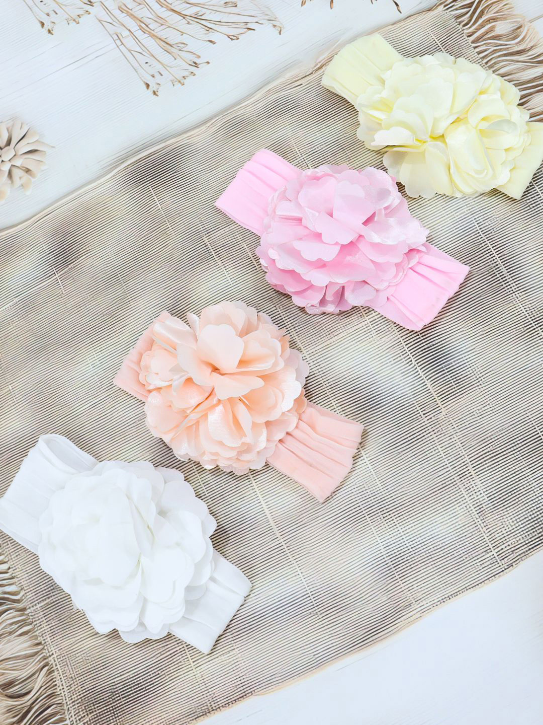 

KRENOZ Pack of 4 Girls Fabric Western Hairband, White