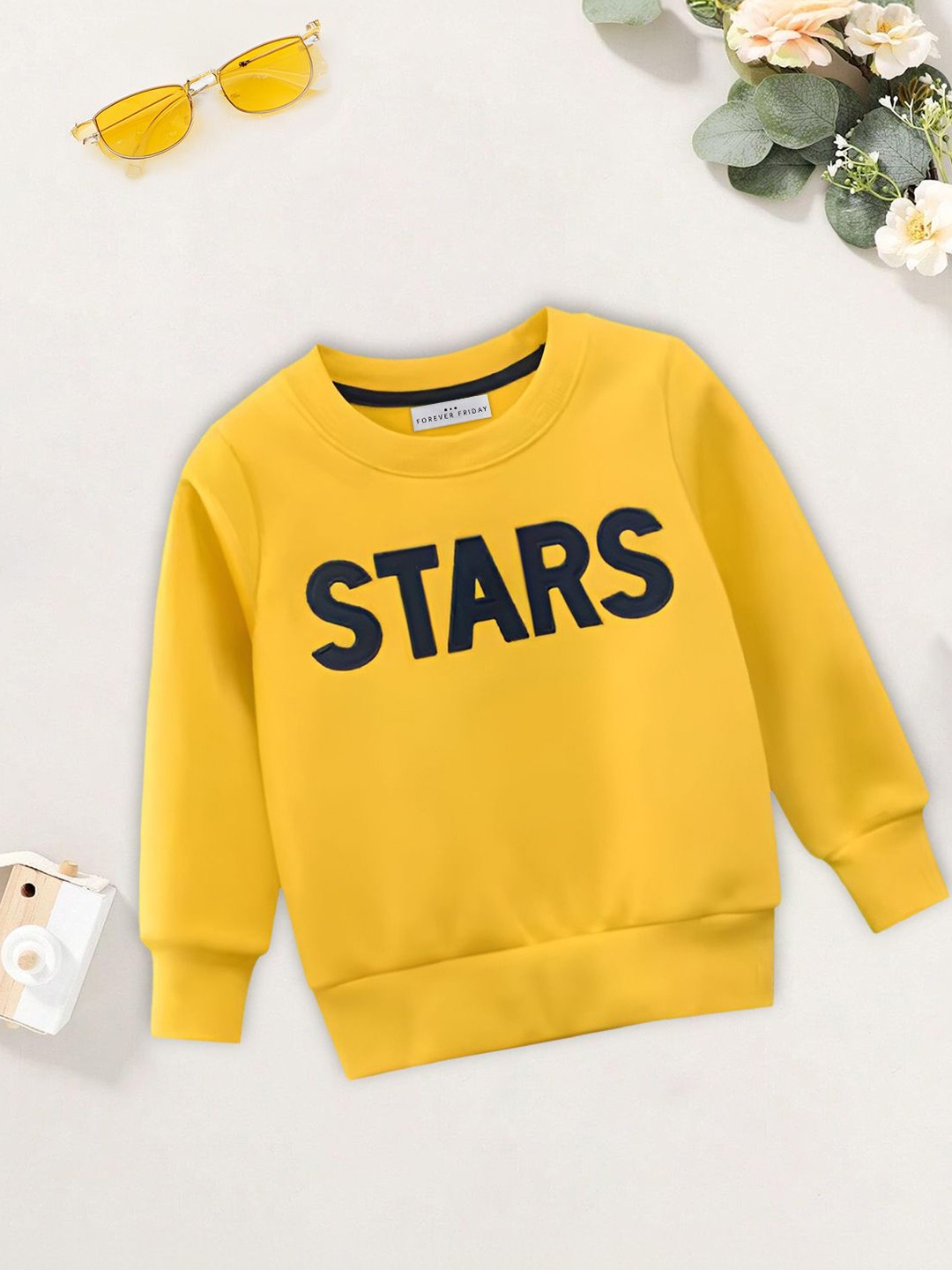 

FOREVER FRIDAY Boys Typography Printed Pullover Sweatshirt, Yellow