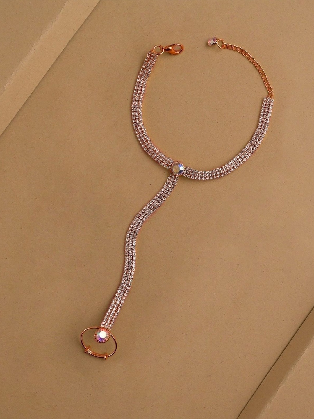 

VAMA Women Crystals Handcrafted Rose Gold-Plated Armlet Bracelet