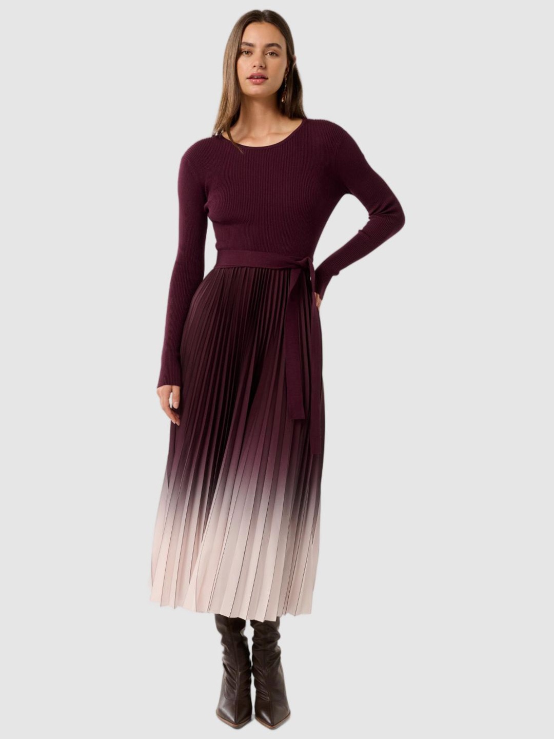 

Forever New Women Pleated Fit & Flare Midi Dress, Purple