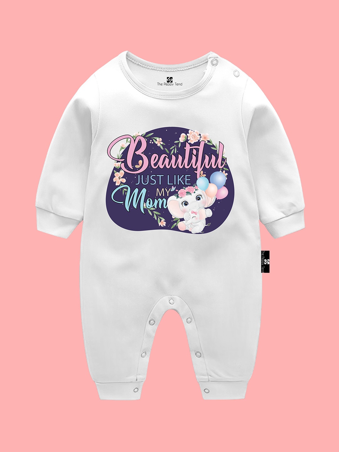 

The Peppy Tend Infants Kids Printed Pure Cotton Bodysuit, White