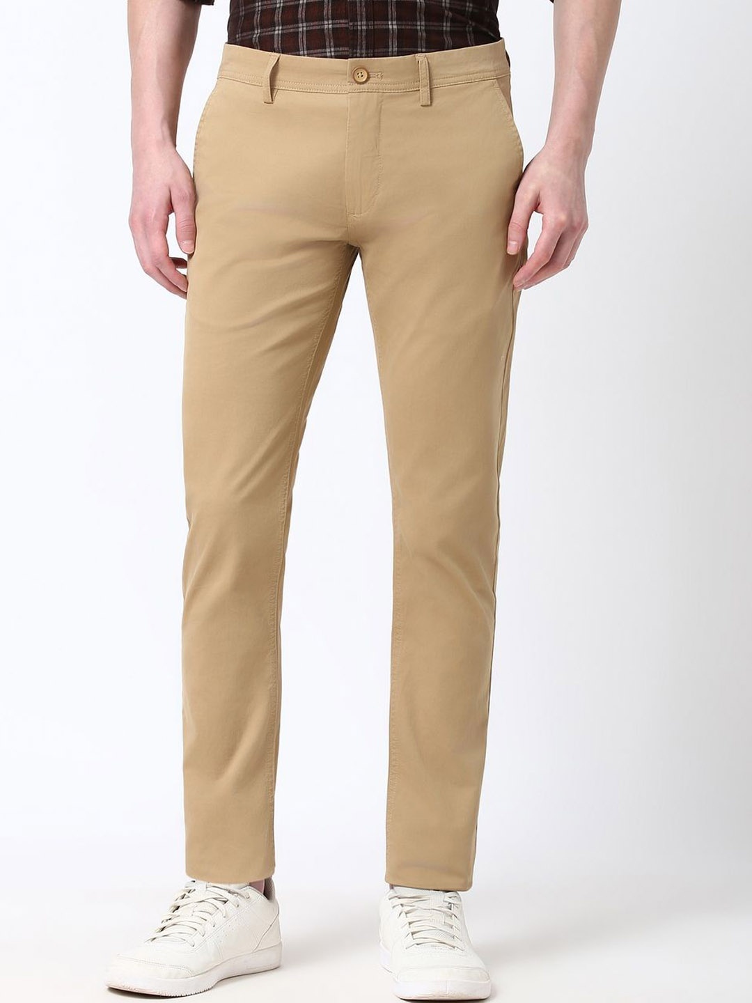 

Peter England Casuals Men Cotton Skinny Fit Trousers, Beige
