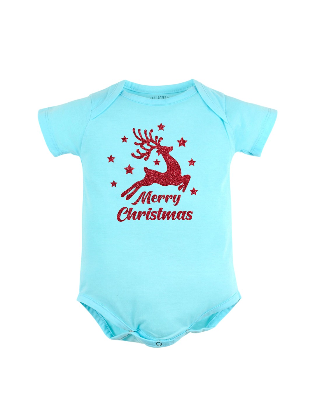 

FFLIRTYGO Infants Printed Pure Cotton Bodysuit, Turquoise blue
