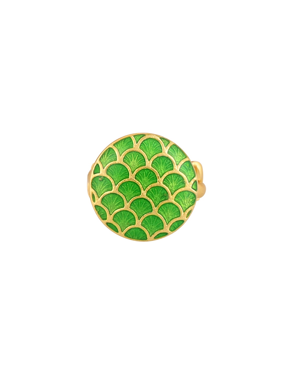 

House of Pataudi Gold-Plated Enamelled Anti-Tarnish Adjustable Finger Ring