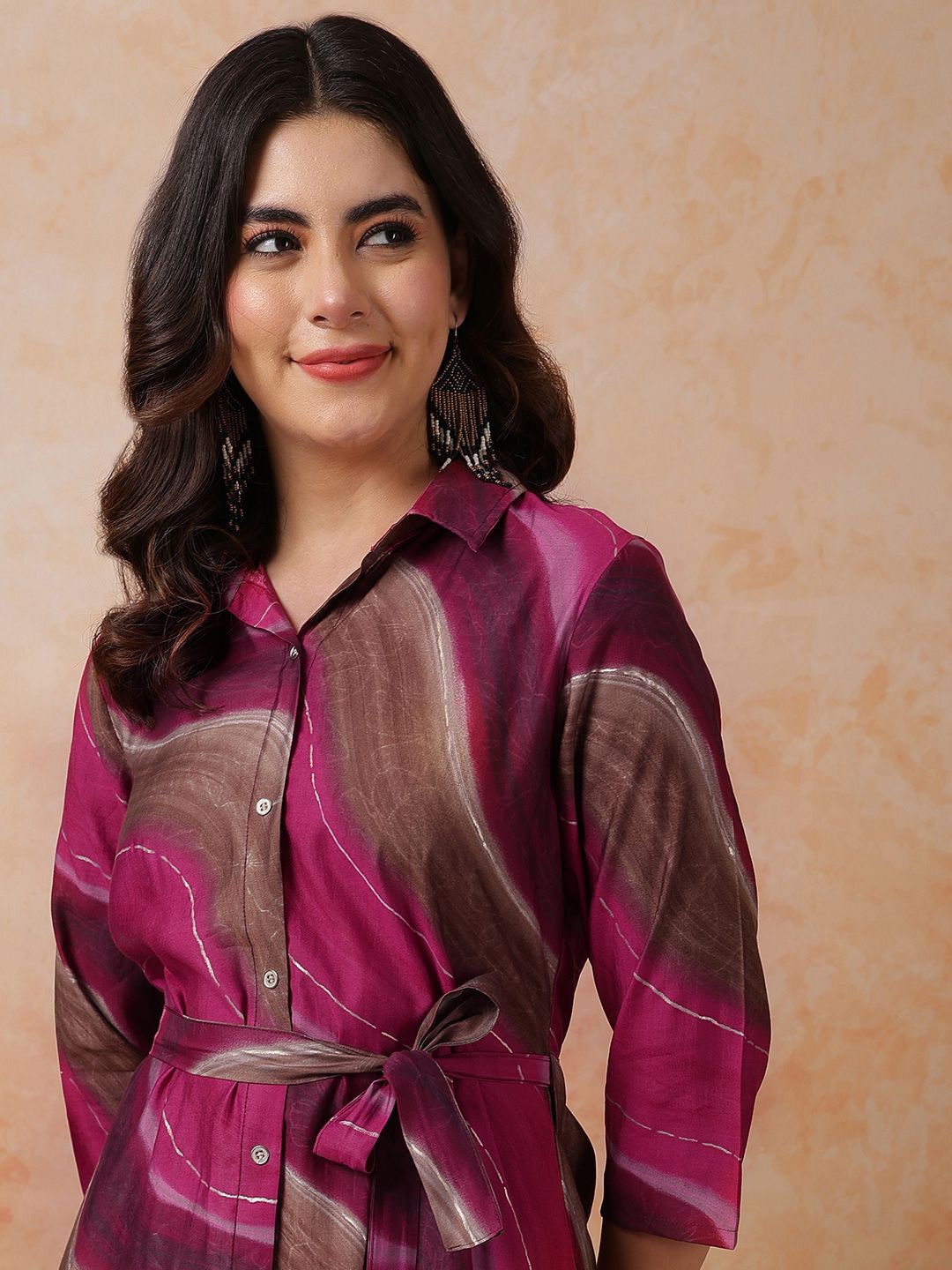 

Anouk WomenPrinted Shirt Dress Comes with a belt, Pink