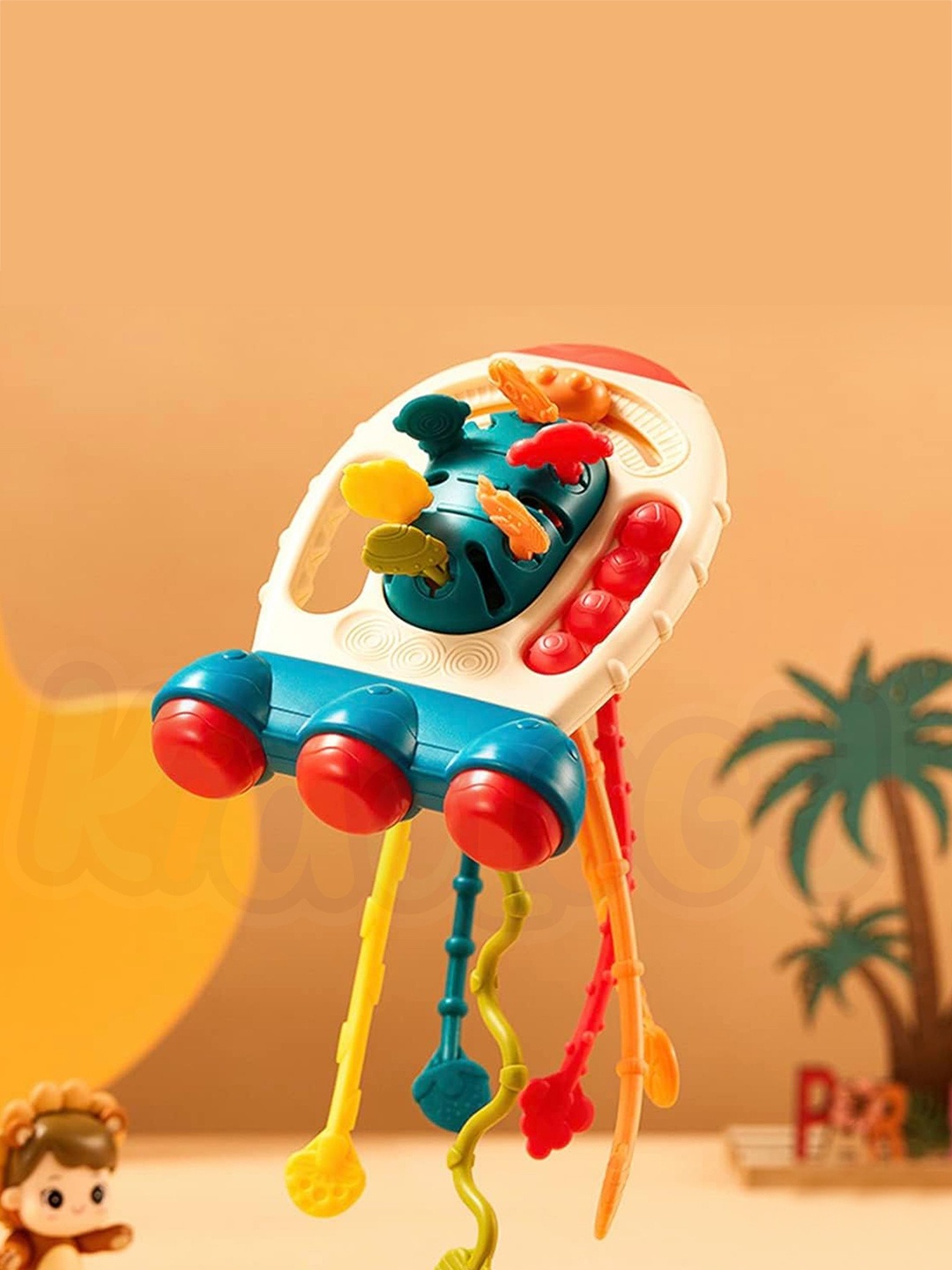 

Kidology Pull String Toy for Babies Teething Strings, Red