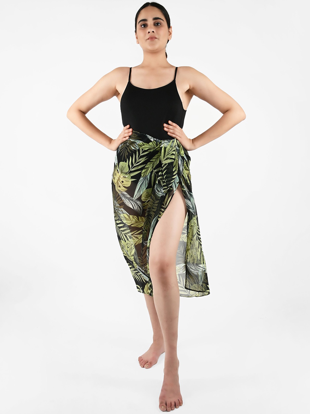 

Blissence Women Printed Long Sarong Cover-up, Black