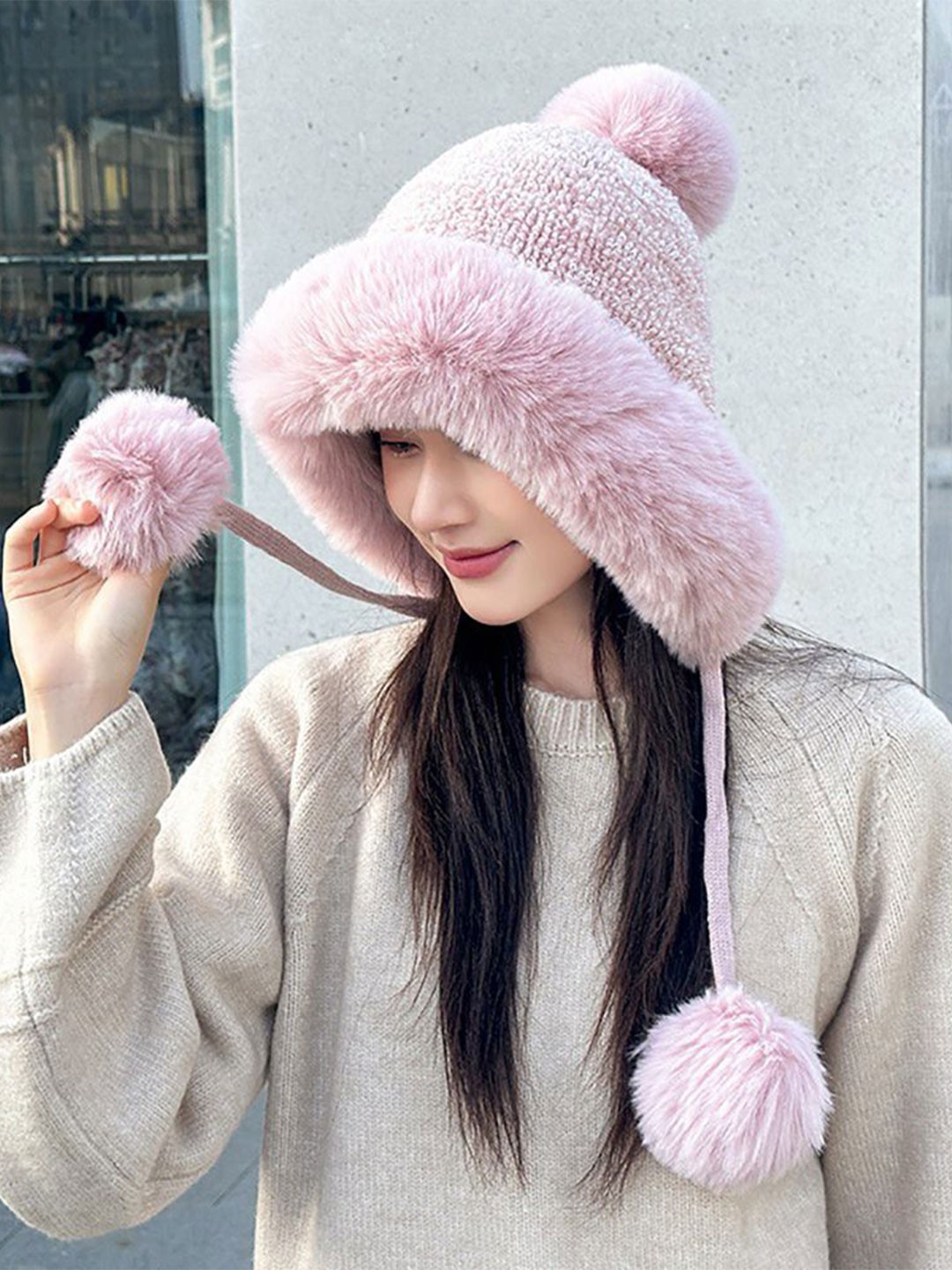 

StyleCast x Revolte Women Self Design Beanie Caps, Pink