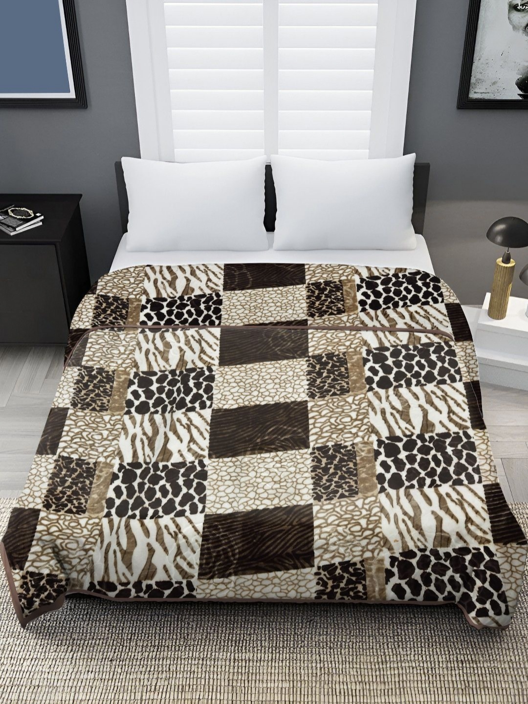 

Spangle Brown & Coffee Brown Geometric Mink Heavy Winter 450 GSM Double Bed Blanket