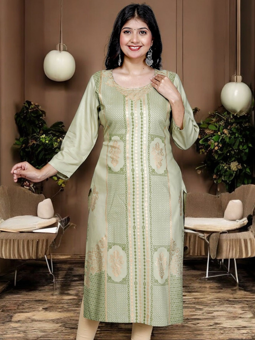 

Jevi Prints Women Printed Kurta, Green