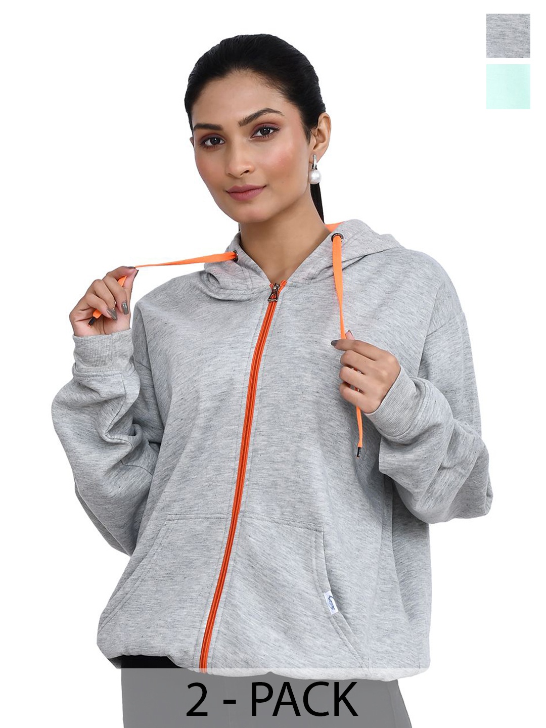 

RAPL Women Pack of 2 Hooded Long Sleeves Sweatshirt, Grey