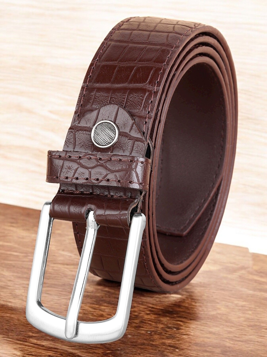 

Metronaut Men Tang Striped Belt, Brown