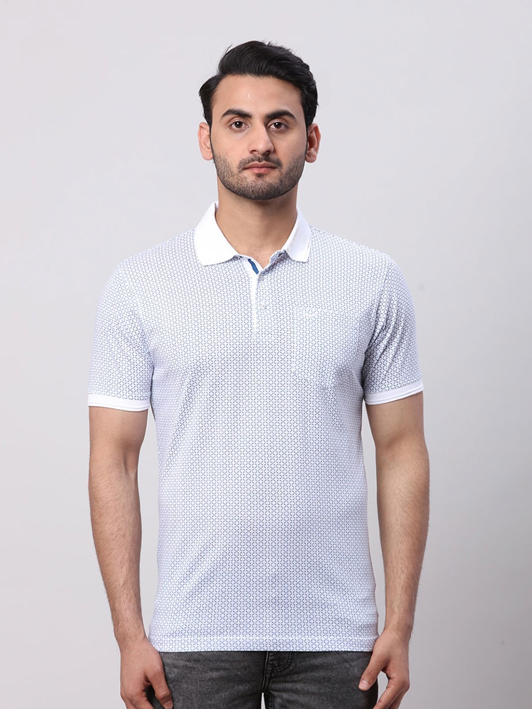 

Park Avenue Men Polo Collar Pockets Slim Fit T-shirt, White