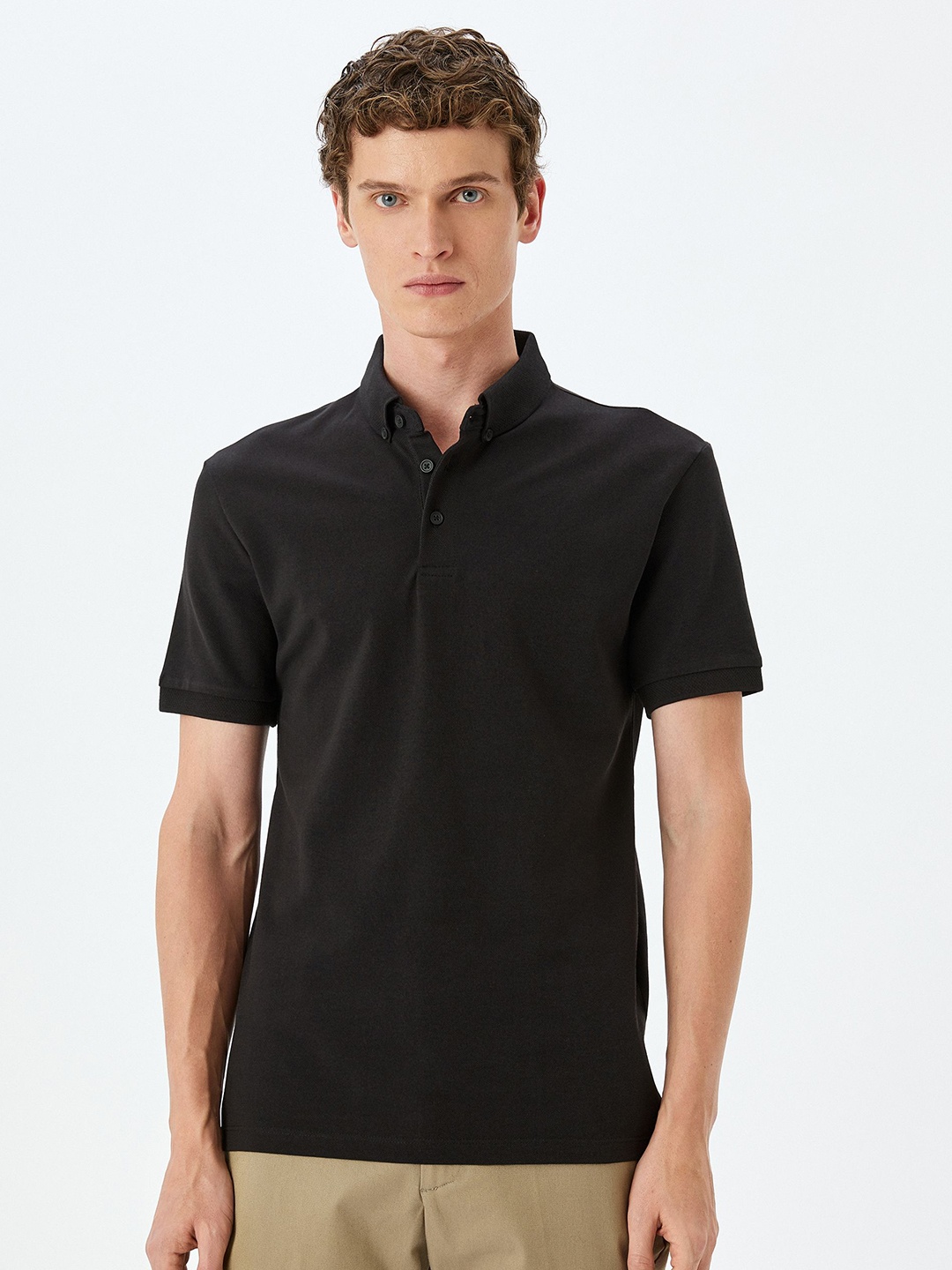 

Koton Men Solid Polo Collar Cotton Slim Fit T-shirt, Black