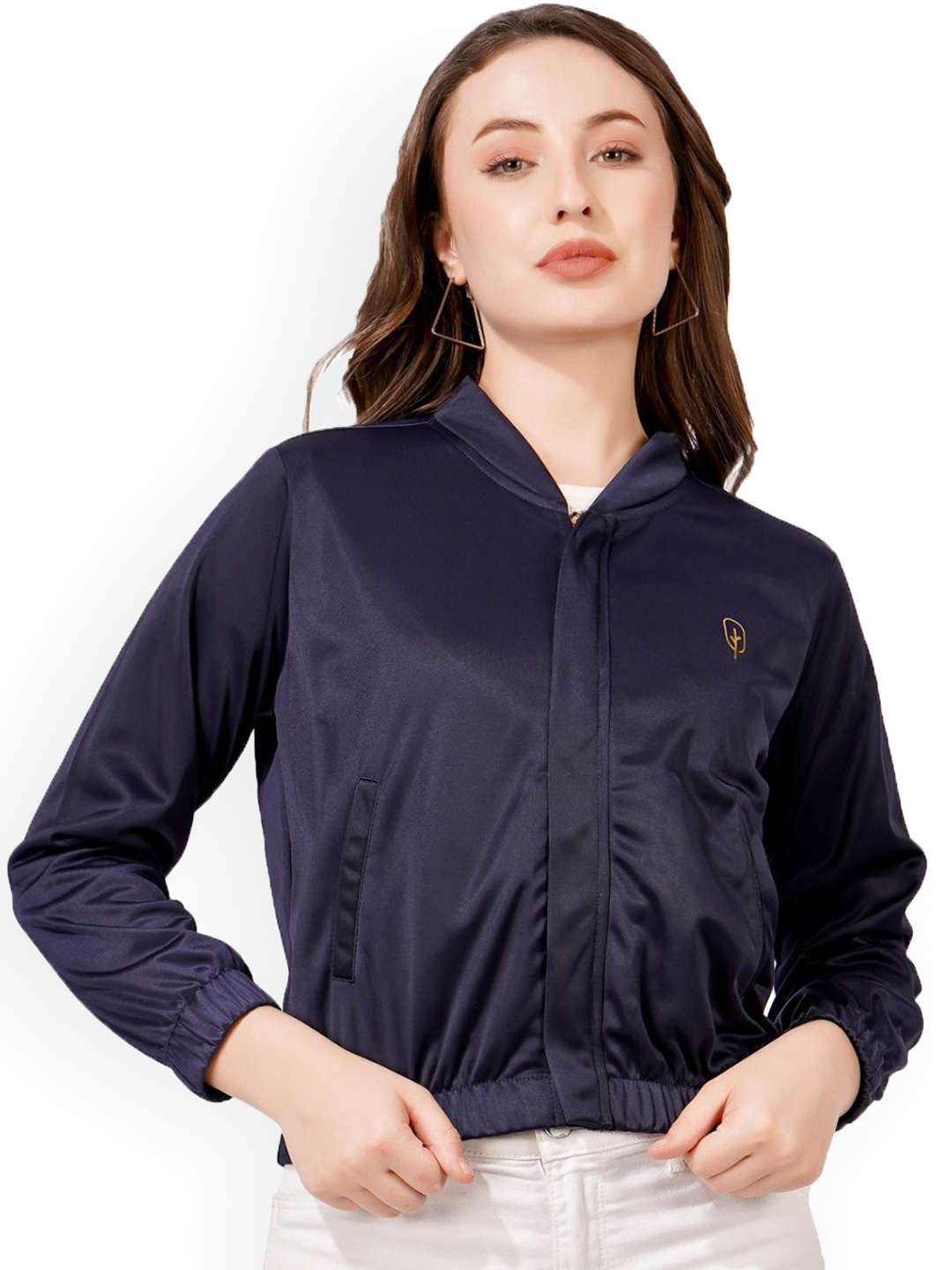 

BLUEFICUS Women Floral Outdoor Bomber with Embroidered Jacket, Navy blue