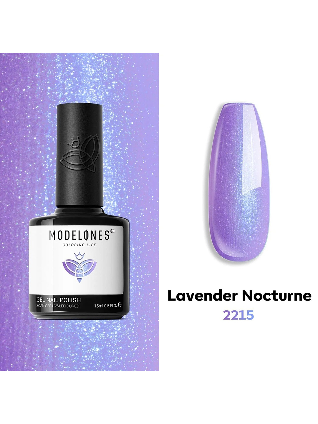 

Modelones UV & LED Soak Off Gel Nail Polish - 15 ml - Lavender Nocturne 2215, Purple